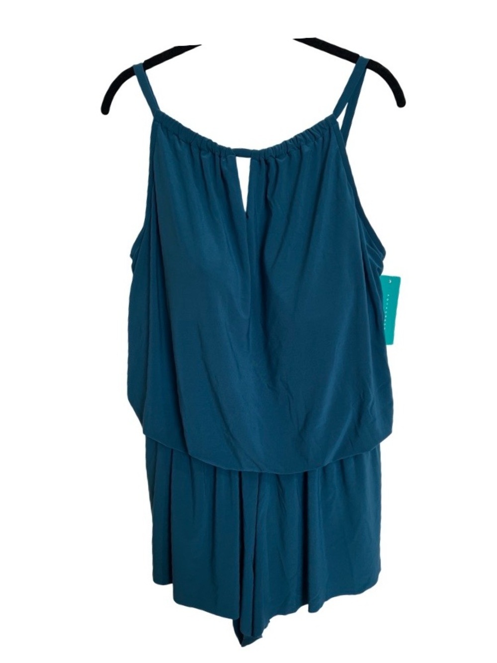 NEW NWT Aqua Green Turquoise Teal Keyhole One Piece Swim Romper Suit SZ 16W